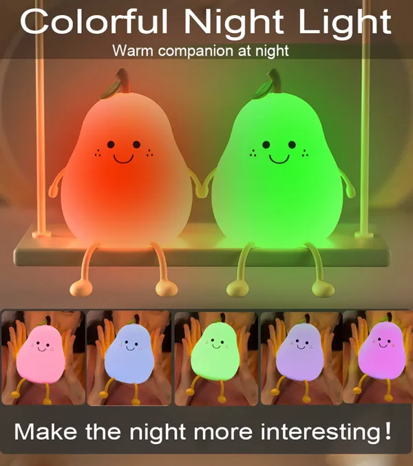 Happybag_Cute_Silicone_Night_Light_For_Kids_Dimmable_Nursery_Pear_Lamps_Kawaii_Room_Decor_Fruit_Night_Light_Bedside_Lamp_For_Baby_And_Toddler