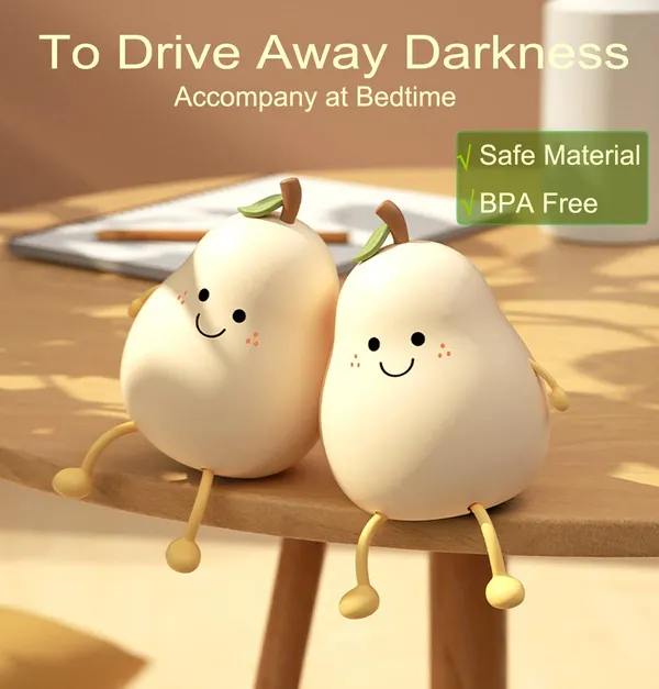 Happybag_Cute_Silicone_Night_Light_For_Kids_Dimmable_Nursery_Pear_Lamps_Kawaii_Room_Decor_Fruit_Night_Light_Bedside_Lamp_For_Baby_And_Toddler