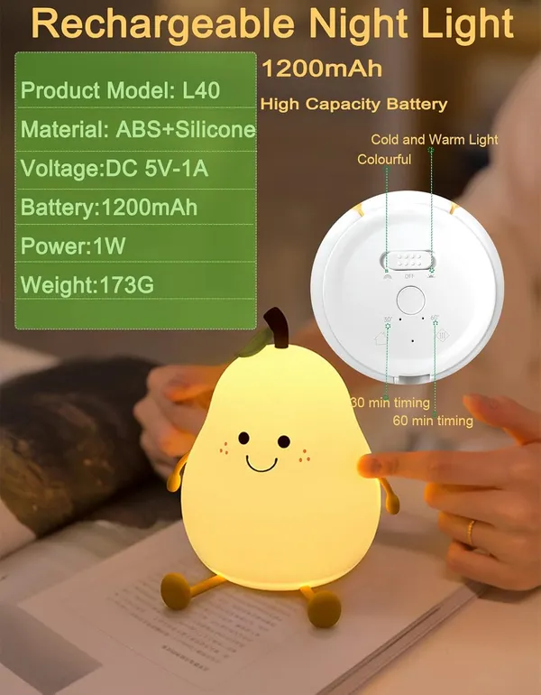 Happybag_Cute_Silicone_Night_Light_For_Kids_Dimmable_Nursery_Pear_Lamps_Kawaii_Room_Decor_Fruit_Night_Light_Bedside_Lamp_For_Baby_And_Toddler