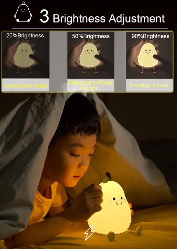 Happybag_Cute_Silicone_Night_Light_For_Kids_Dimmable_Nursery_Pear_Lamps_Kawaii_Room_Decor_Fruit_Night_Light_Bedside_Lamp_For_Baby_And_Toddler