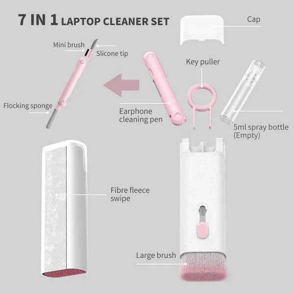 7_In_1_Electronic_Cleaner_Kit_Cleaning_Kit_For_Monitor_Keyboard_Airpods_Screen_Dust_Brush_Including_Soft_Sweep_Swipe_Airpod_Cleaner_Pen_Key_Puller_And_Spray_Bottle