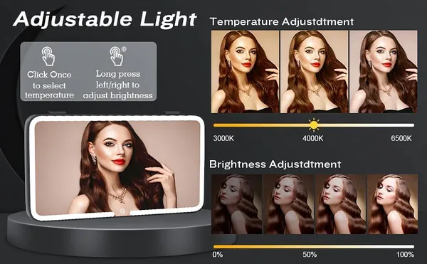 3_In_1_Sun_Visor_Vanity_Car_Interior_Mirror_With_Big_Led_3_Light_Modes_100_Leds_Rechargeable_Makeup_Mirror_Dimmable_Touch_Control_Universal_For_Rear_View_Large_Size_Wider_Vision_Hd