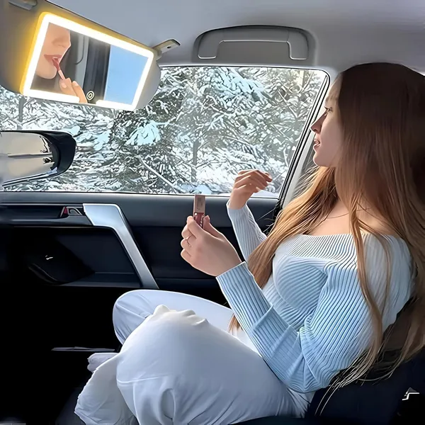 3_In_1_Sun_Visor_Vanity_Car_Interior_Mirror_With_Big_Led_3_Light_Modes_100_Leds_Rechargeable_Makeup_Mirror_Dimmable_Touch_Control_Universal_For_Rear_View_Large_Size_Wider_Vision_Hd