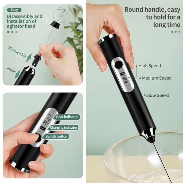 Product_Summary_Bindex_Rechargeable_Handheld_Milk_Frother_3_Speed_Electric_Foam_Maker_For_Coffee_With_2_Whisks_And_Coffee_Decoration_Tool_Coffee_Frother