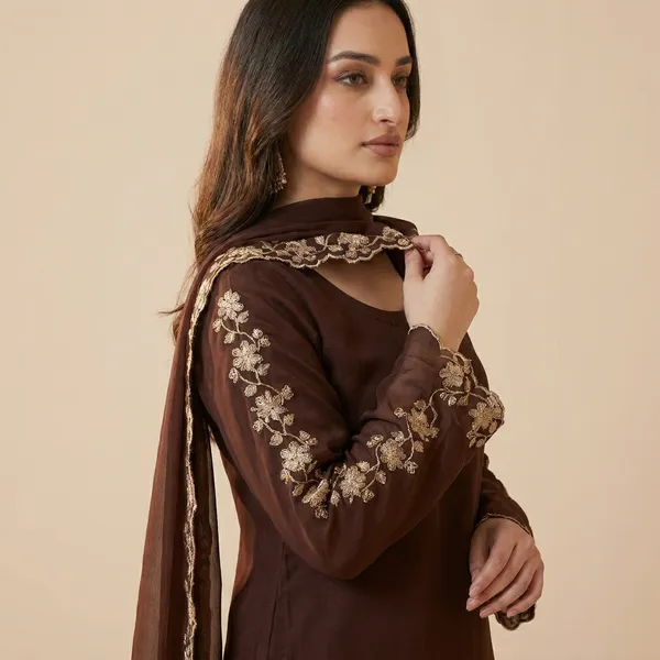 Brown_And_Mint_Green_Cotton_Pakistani_Suit_For_Women_Pack_Of_2
