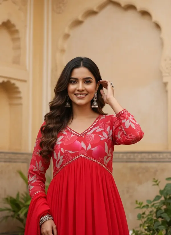 Heavy_Georgette_With_Digital_Printed_&_Embroidery_Lace_Gown