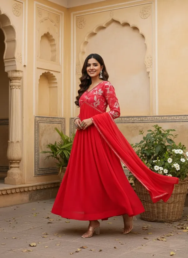 Heavy_Georgette_With_Digital_Printed_&_Embroidery_Lace_Gown