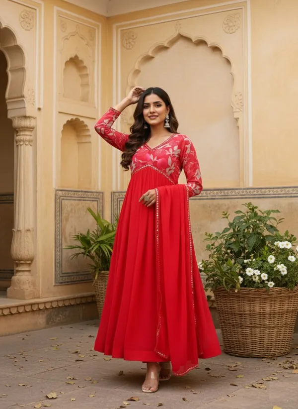 Heavy_Georgette_With_Digital_Printed_&_Embroidery_Lace_Gown