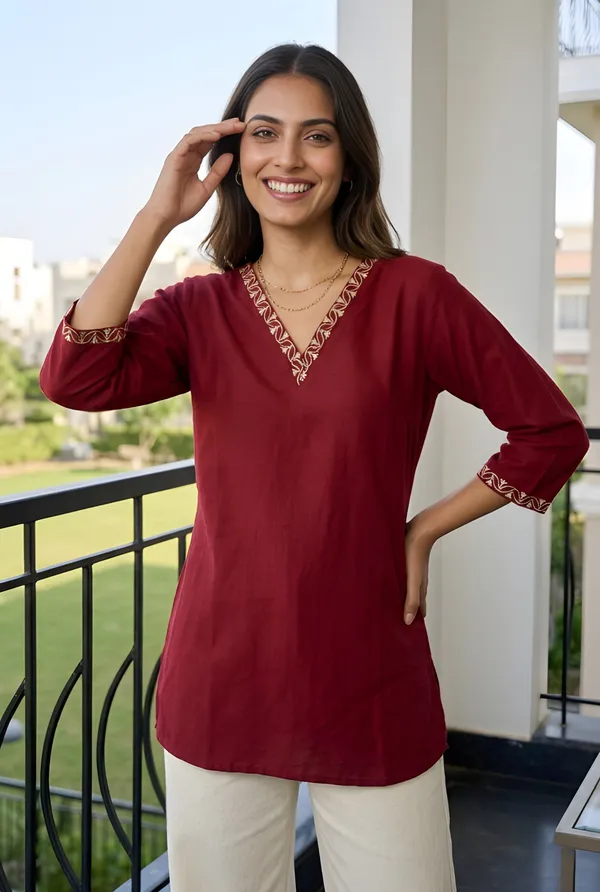 Maroon_Embroidered_Roman_Silk_Fancy_Top