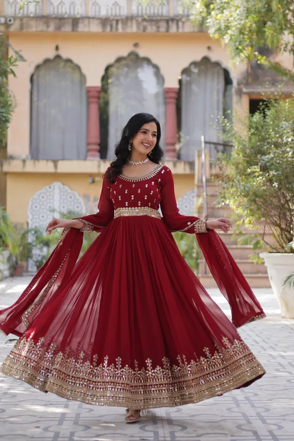 Maroon_Cotton_Anarkali_Suit_For_Women