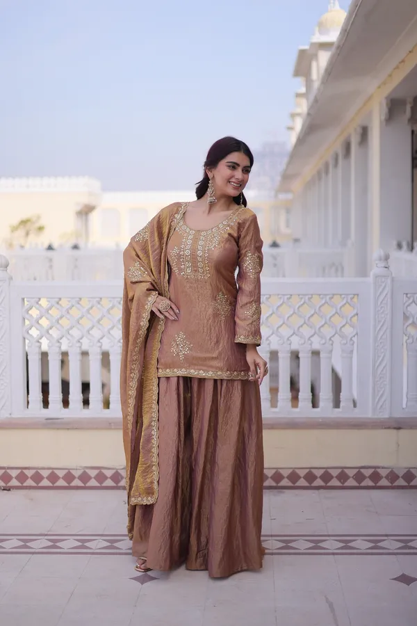 Premium_Fendi_Crush_Top_Sharara_Dupatta_Set_with_Zari_Sequins_Embroidery_Work.