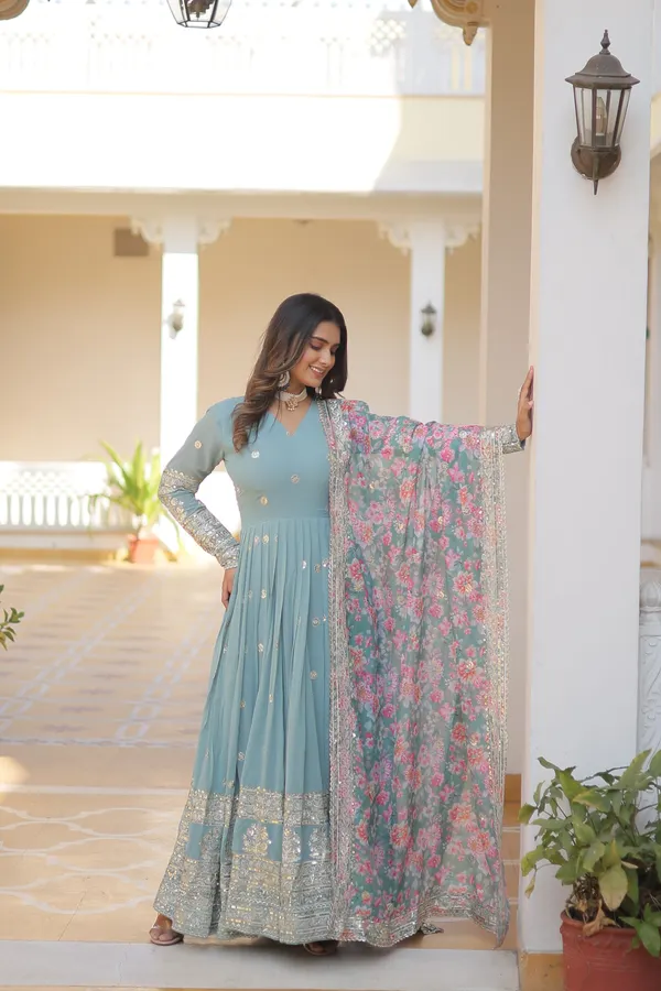 Sky_Blue_Cotton_Anarkali_Gown_For_Women