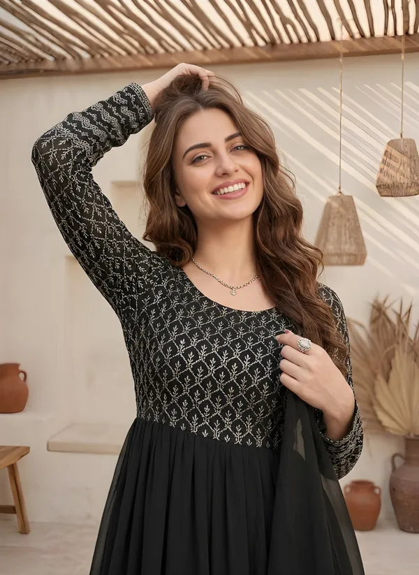 Woman_Black_Embroidered_Georgette_Anarkali_Gown