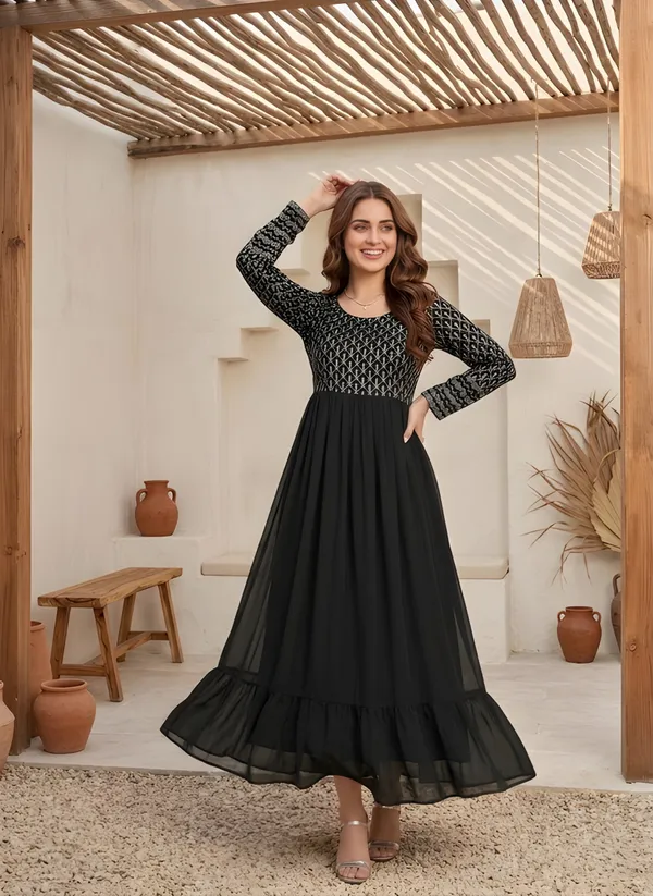 Woman_Black_Embroidered_Georgette_Anarkali_Gown
