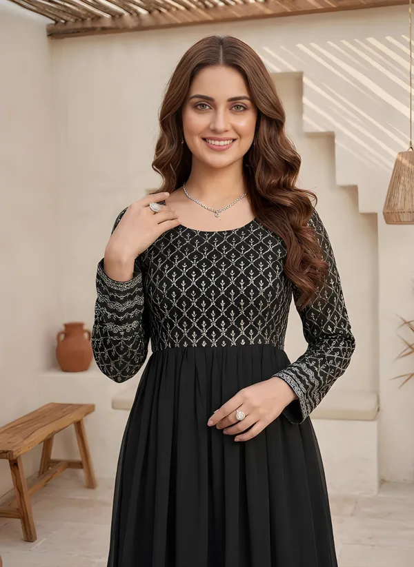 Woman_Black_Embroidered_Georgette_Anarkali_Gown