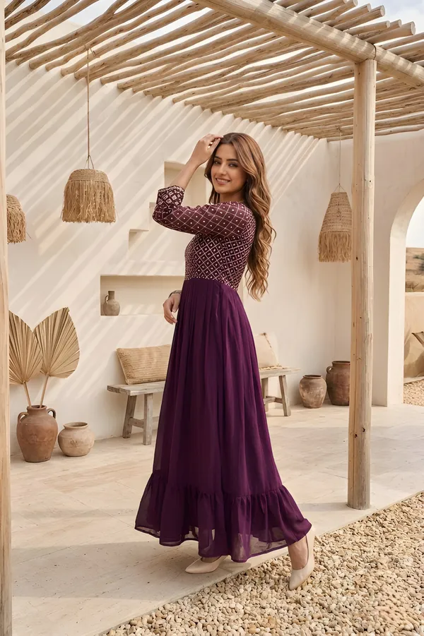 Woman_Wine_Embroidered_Georgette_Anarkali_Gown