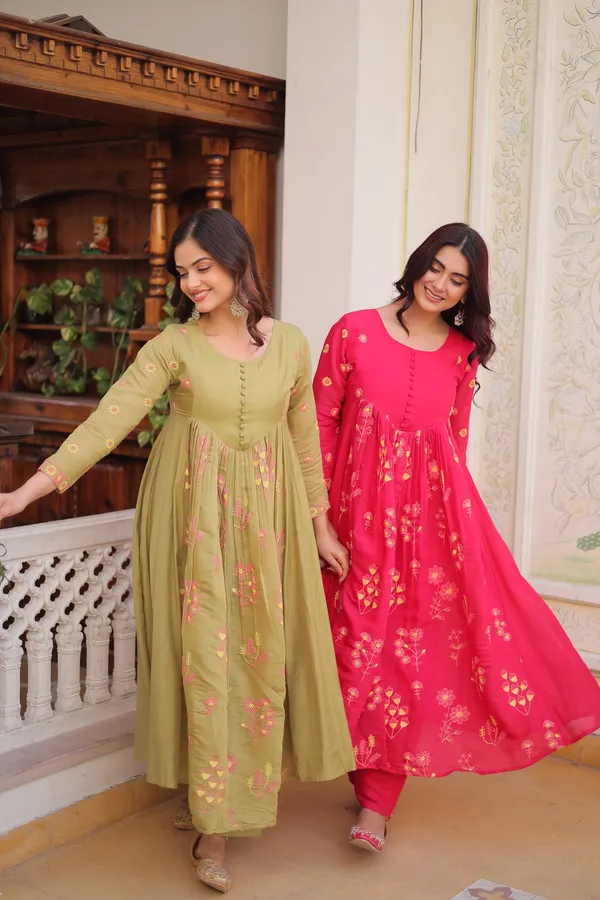 Women's_Designer_Mal_Chanderi_Kurti_Pant_Set_|_Elegant_Floral_Embroidered_Anarkali_Kurta_|_Roman_Silk_Pant_|_Comfortable_Ethnic_Wear_for_Festivals,_Functions,_Parties_&_Celebrations._(Pista_Green)