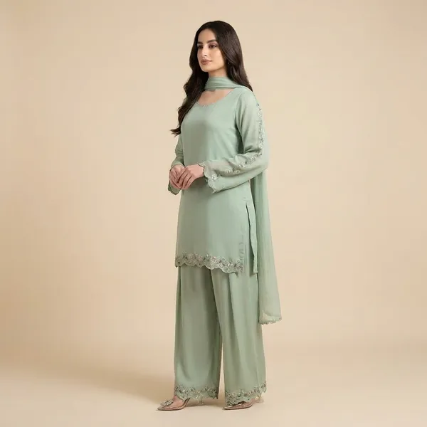 Brown_And_Mint_Green_Cotton_Pakistani_Suit_For_Women_Pack_Of_2