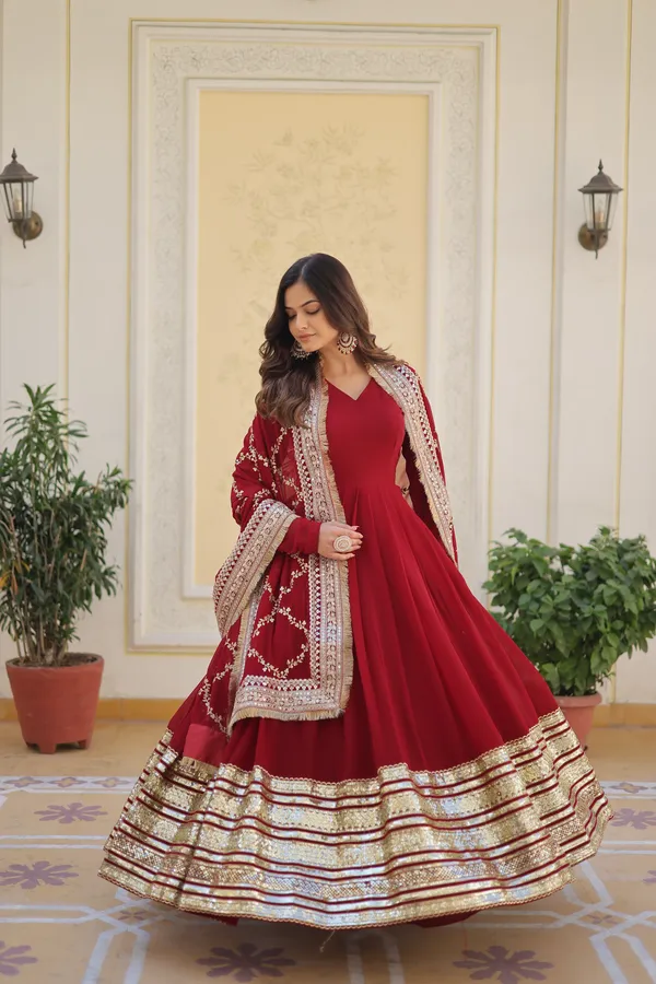 Maroon_Cotton_Anarkali_Dress_For_Women