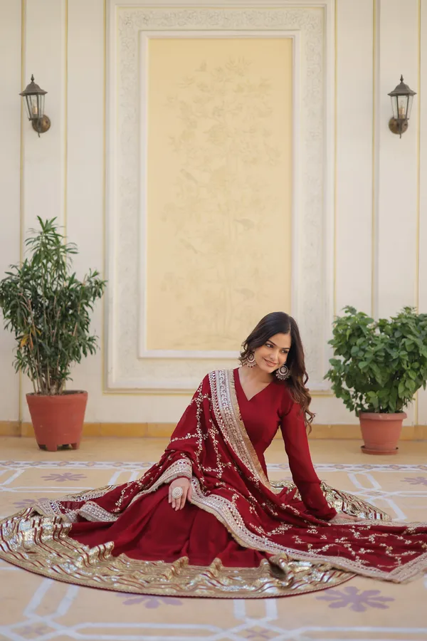 Maroon_Cotton_Anarkali_Dress_For_Women