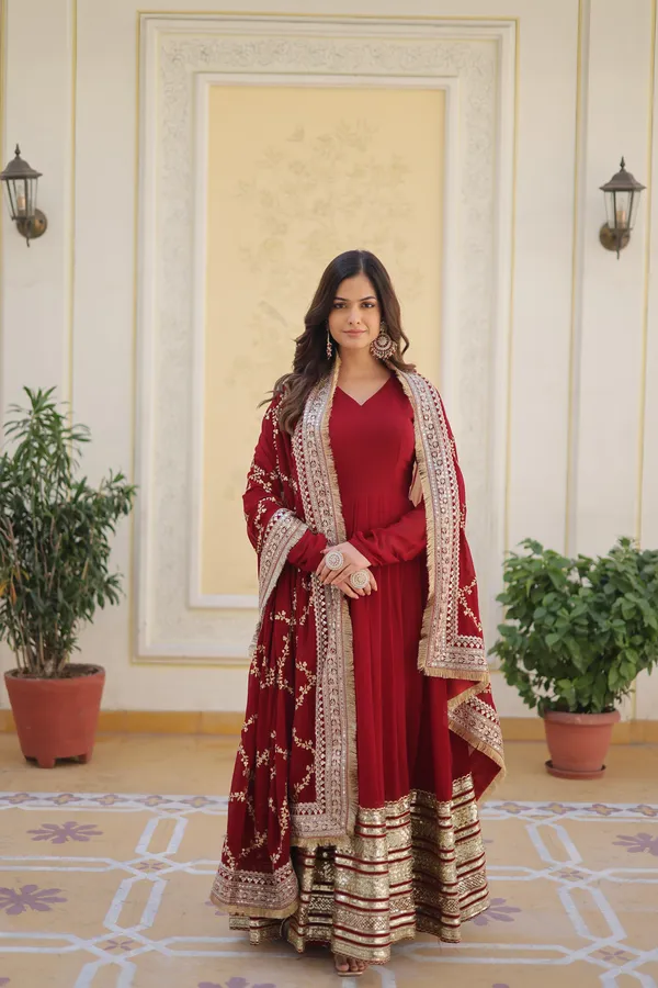 Maroon_Cotton_Anarkali_Dress_For_Women