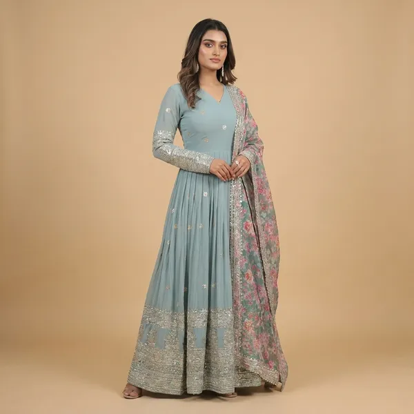 Sky_Blue_Cotton_Anarkali_Gown_For_Women