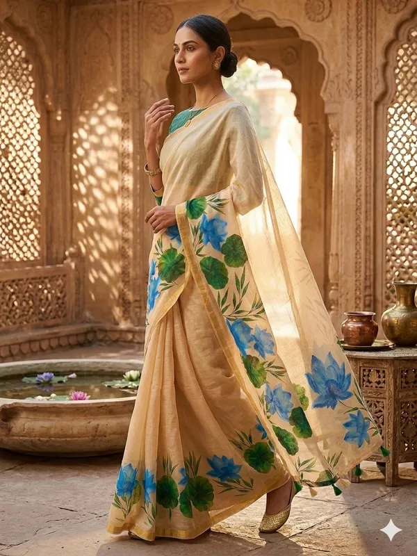 Beige_Pure_Linen_Premium_And_Elegant_Saree_For_Women