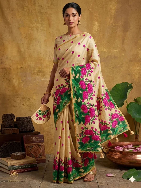 Beige_Pure_Linen_Premium_And_Elegant_Saree_For_Women
