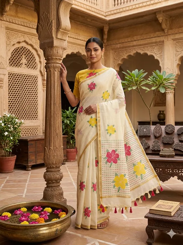 Beige_Pure_Linen_Premium_And_Elegant_Saree_For_Women