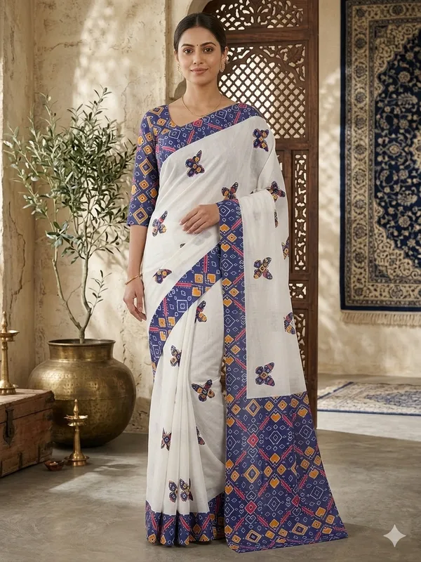 White_Georgette_Premium_And_Elegant_Saree_For_Women