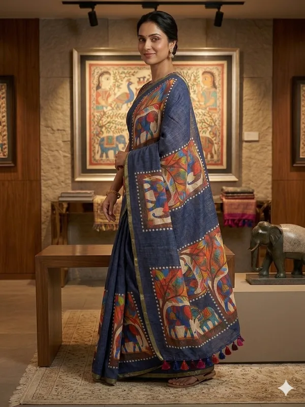 Blue_Pure_Linen_Premium_And_Elegant_Saree_For_Women
