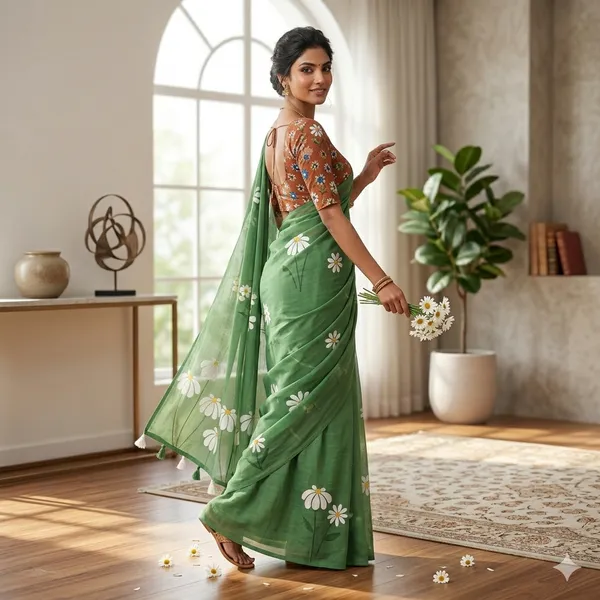 Green_Pure_Linen_Premium_And_Elegant_Saree_For_Women