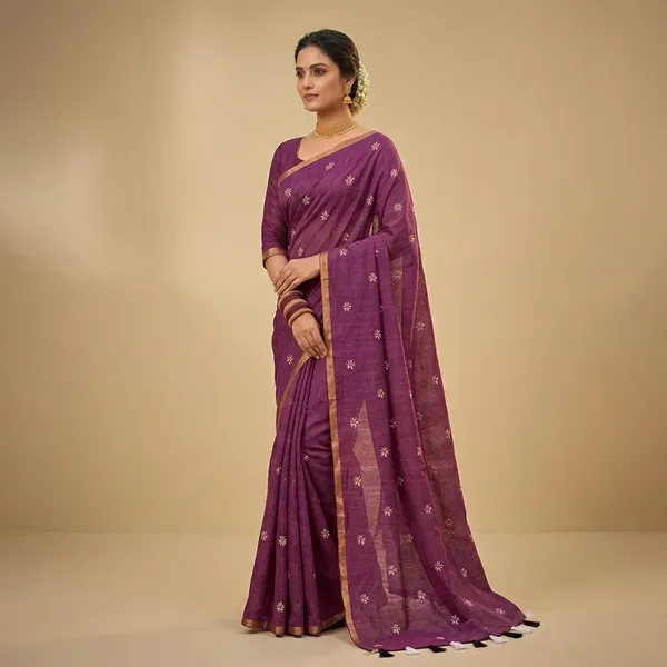Purple_Pure_Linen_Premium_And_Elegant_Saree_For_Women