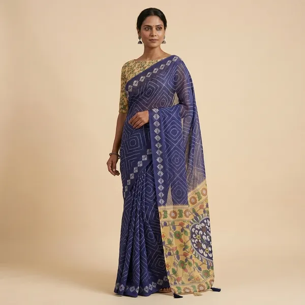 Blue_Pure_Linen_Premium_And_Elegant_Saree_For_Women