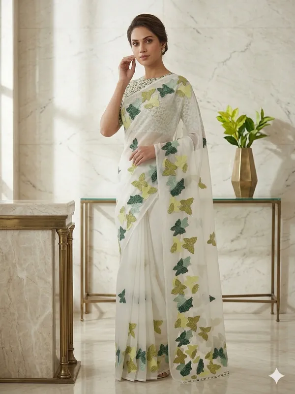 White_Georgette_Premium_And_Elegant_Saree_For_Women