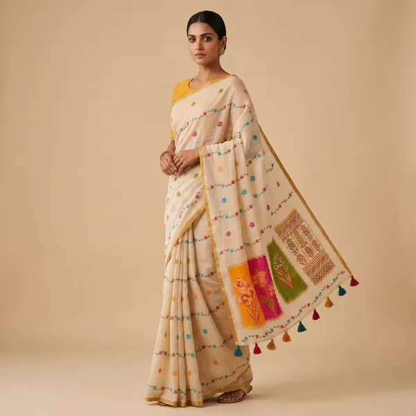 Beige_Pure_Linen_Premium_And_Elegant_Saree_For_Women