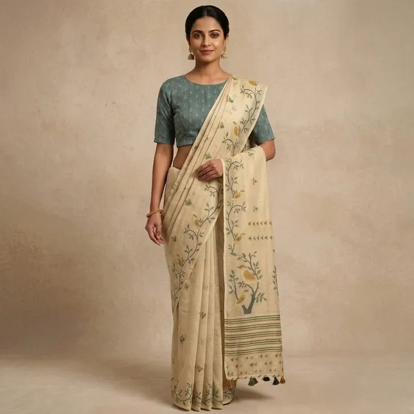 White_Pure_Linen_Premium_And_Elegant_Saree_For_Women
