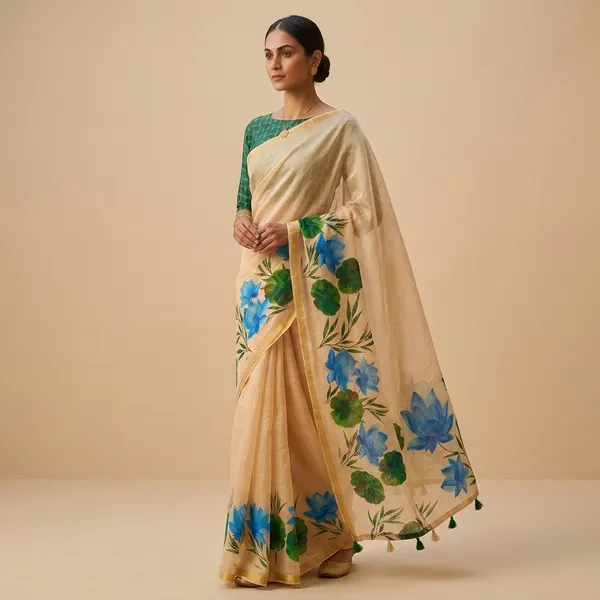 Beige_Pure_Linen_Premium_And_Elegant_Saree_For_Women