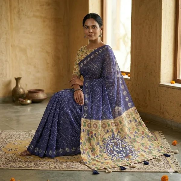 Blue_Pure_Linen_Premium_And_Elegant_Saree_For_Women