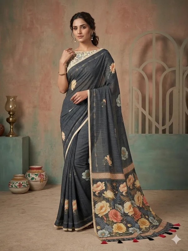 Grey_Pure_Linen_Premium_And_Elegant_Saree_For_Women