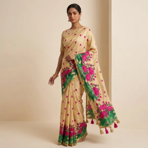 Beige_Pure_Linen_Premium_And_Elegant_Saree_For_Women