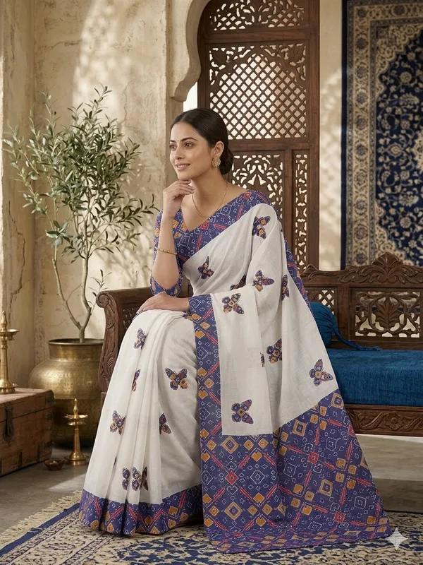 White_Georgette_Premium_And_Elegant_Saree_For_Women