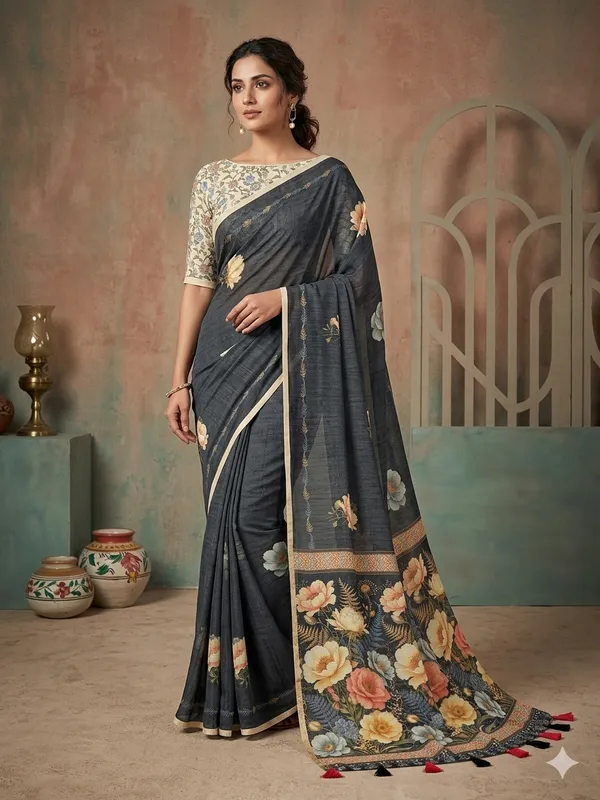 Grey_Pure_Linen_Premium_And_Elegant_Saree_For_Women