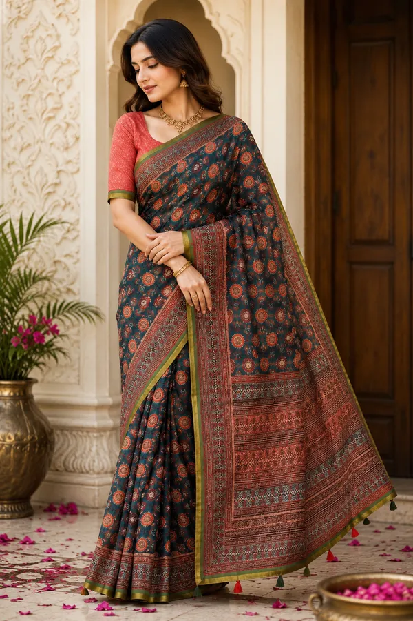 AJRAK_PRINT_LINEN_SAREE