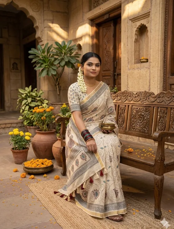 Beige_Linen_Premium_And_Elegant_Saree_For_Women