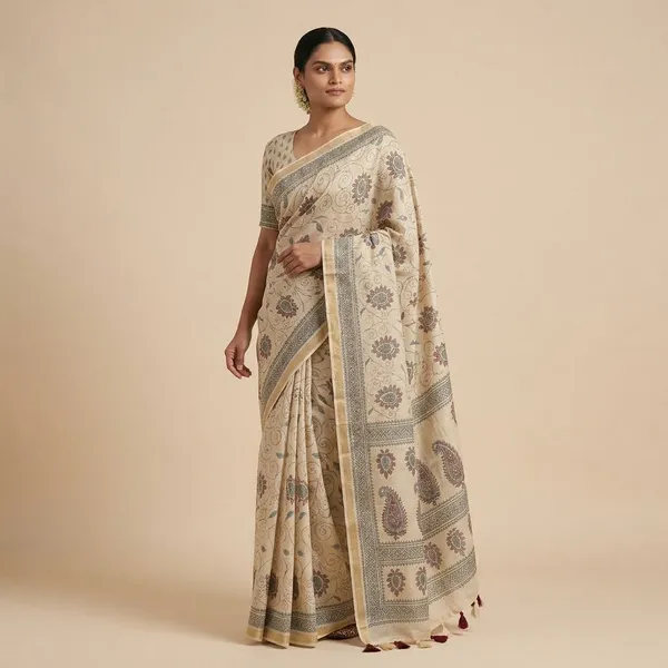 Beige_Linen_Premium_And_Elegant_Saree_For_Women