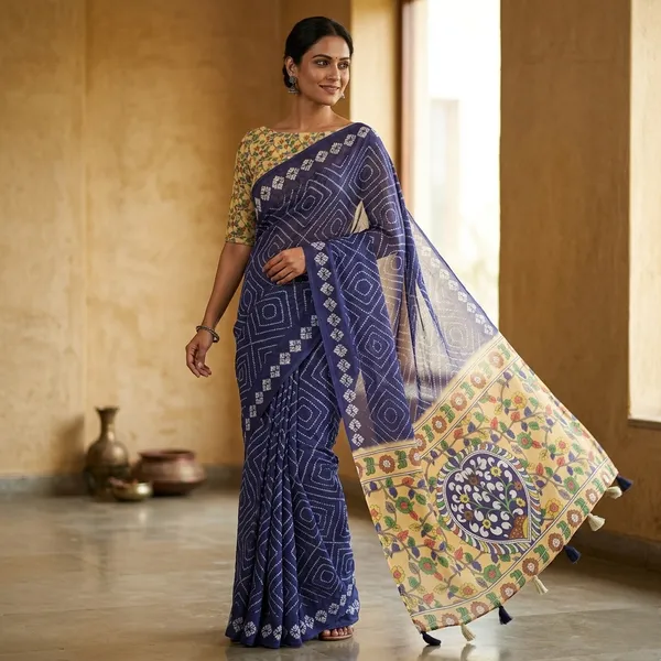 Blue_Pure_Linen_Premium_And_Elegant_Saree_For_Women