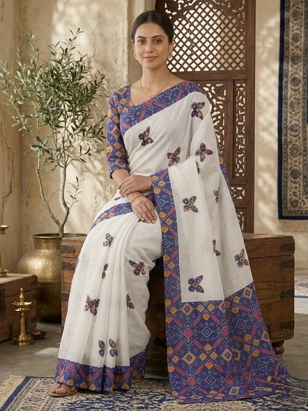 White_Georgette_Premium_And_Elegant_Saree_For_Women