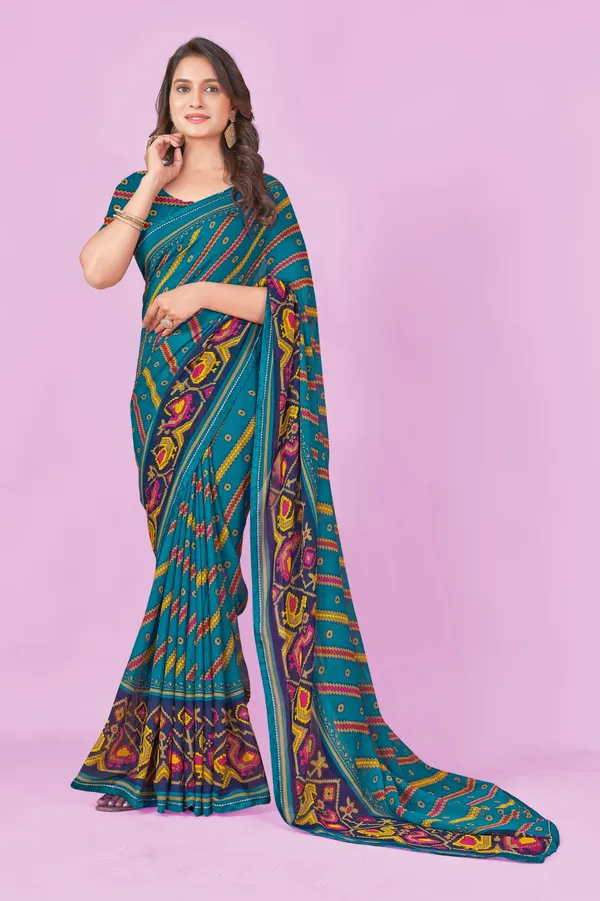 Multicolour_Patola_Print_Saree_With_Vibrant_Multicolor_Geometric_Patterns
