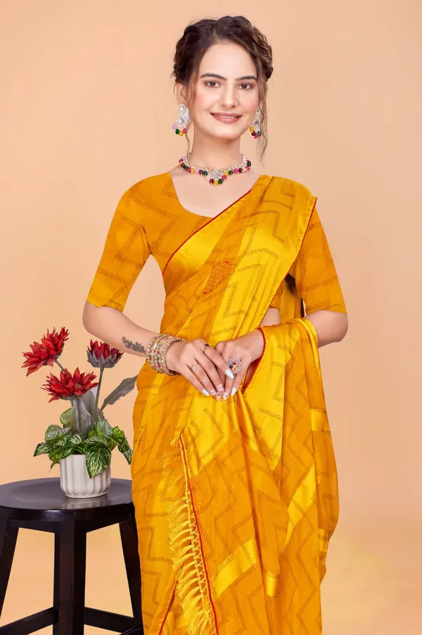 Traditional_Yellow_Silk_Saree_With_Golden_Weave_And_Zari_Border